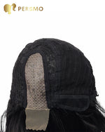 Load image into Gallery viewer, Hand made hairline side part Black wavy topper-28&#39;&#39;
