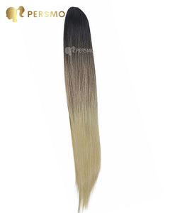 Dark root brown mix blonde straight ponytail extensions