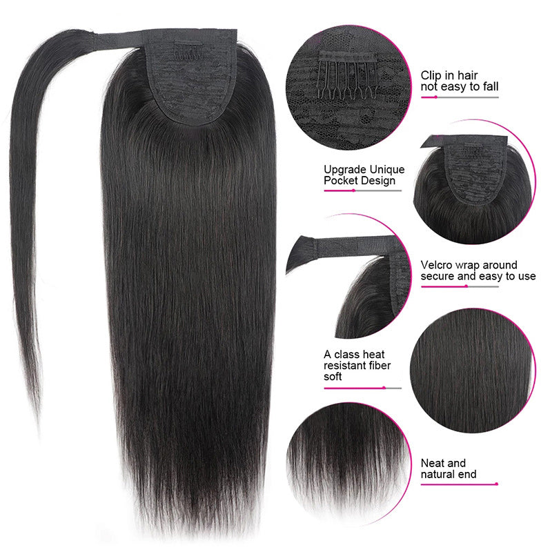 2022 NEW TREND Velcro long straight/wave ponytail Wigs