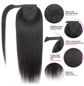 2022 hot sale Velcro black long straight/wave ponytail Wig