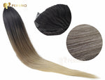 Load image into Gallery viewer, Dark root brown mix blonde straight ponytail extensions
