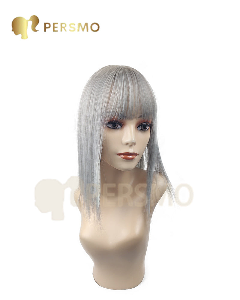 Colorful autumn-Sliver and grey elegant lady topper with bangs