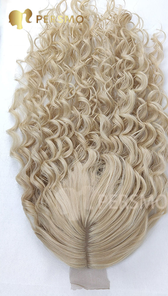 2022-New Arrivals MONO base 613blond Curly Hair topper