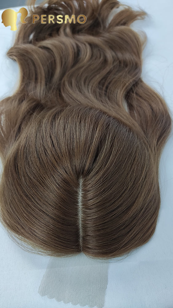 Elegant Body wavy hair topper-light brown