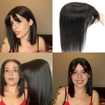 Load image into Gallery viewer, Hair Topper With Clips Beautiful Bangs Style Straight Hair Topper For Women Vertical Natural Supple Hair Topper
