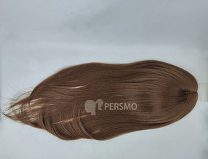 5X6 mono base Light brown straight hair topper 20''