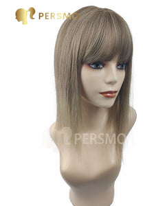 Colorful autumn-blonde end straight topper with bangs