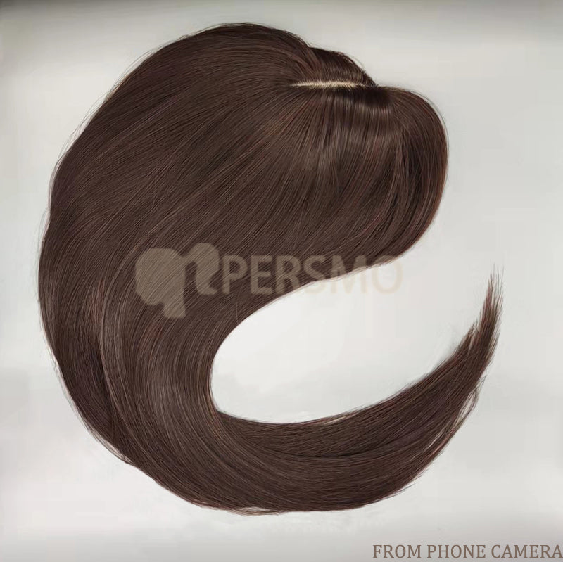 Breathable Soft Hair toppers with bangs -dark brown