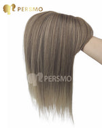 Load image into Gallery viewer, Colorful autumn-blonde end straight topper with bangs
