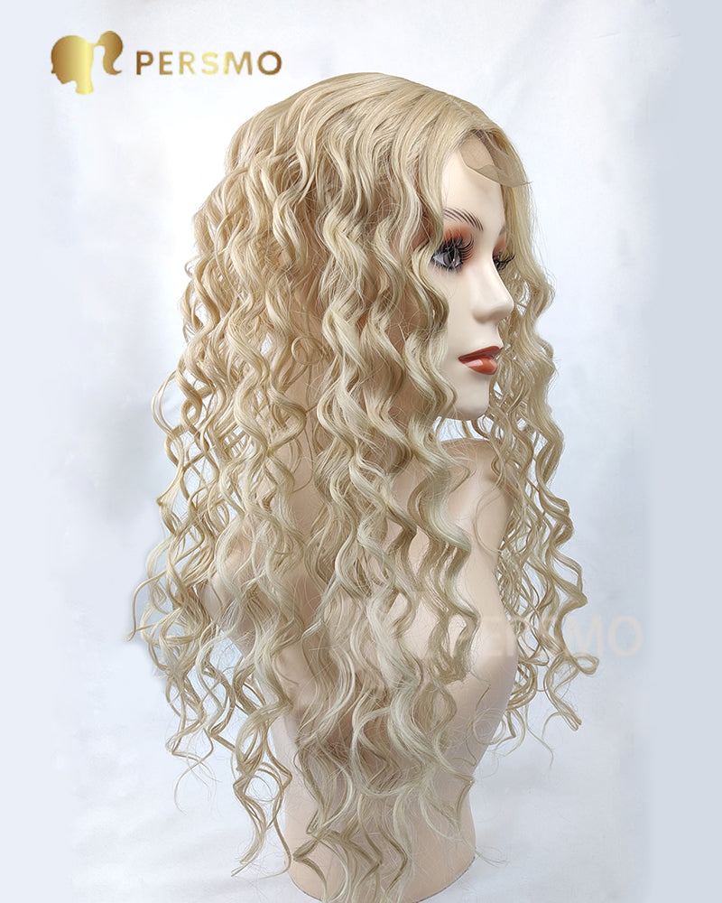 2022-New Arrivals MONO base 613blond Curly Hair topper