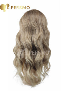 Autumn New!!Dark root Mocha front lace romantic wavy wig-24''