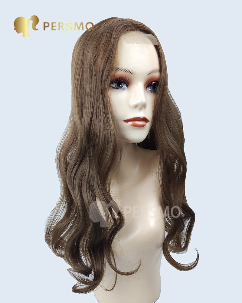 Elegant Body wavy hair topper-light brown